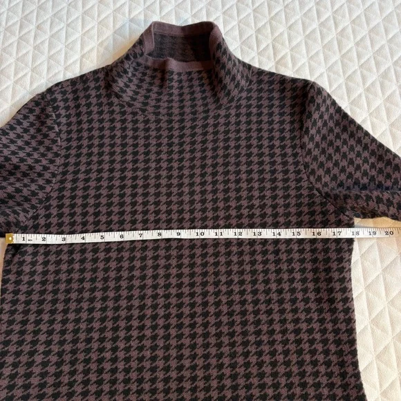 Title Nine Barra Houndstooth Tunic Sweater Dress Size M Brown Black Turtle Neck - Picture 12 of 16
